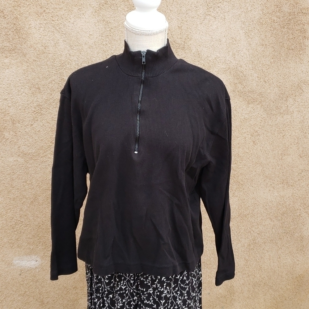 Vintage Y2K Faded Glory ribbed quarter zip pullover sweater 90's